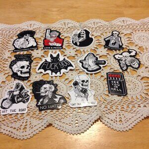 Black and white skeletons, skulls, biker, for cell phone, hydroflask